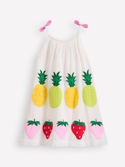 Boden Cream Strappy Appliqué 100% Cotton Dress - Image 2 of 3