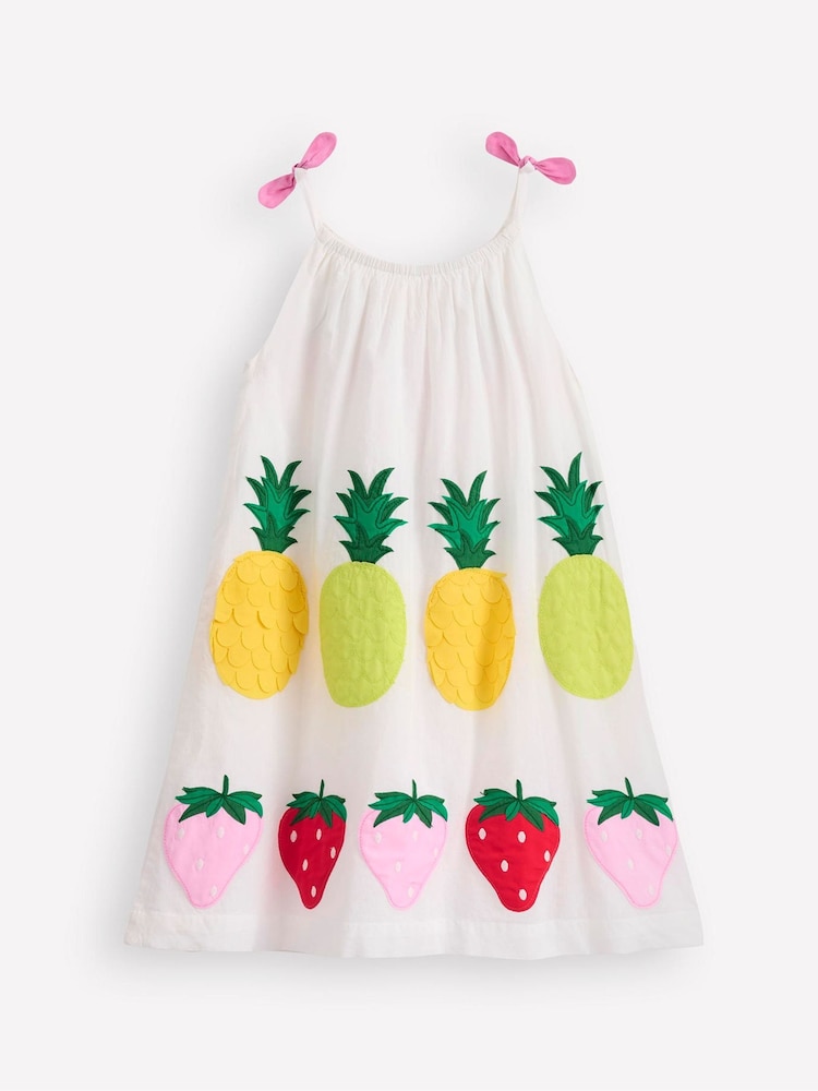 Boden Cream Strappy Appliqué 100% Cotton Dress - Image 2 of 3