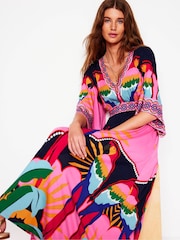 Boden Multi Pink Maya Kimono Jersey Maxi Dress - Image 3 of 6