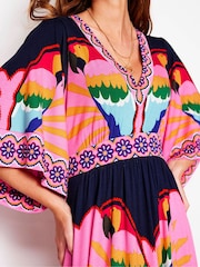 Boden Multi Pink Maya Kimono Jersey Maxi Dress - Image 4 of 6