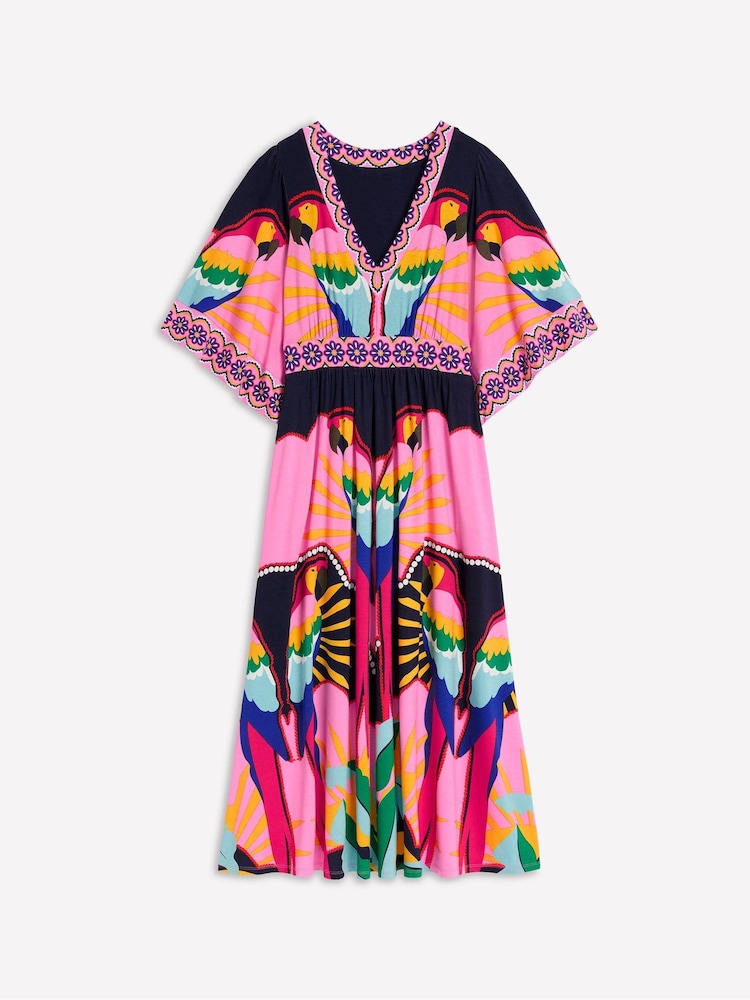 Boden Multi Pink Maya Kimono Jersey Maxi Dress - Image 6 of 6