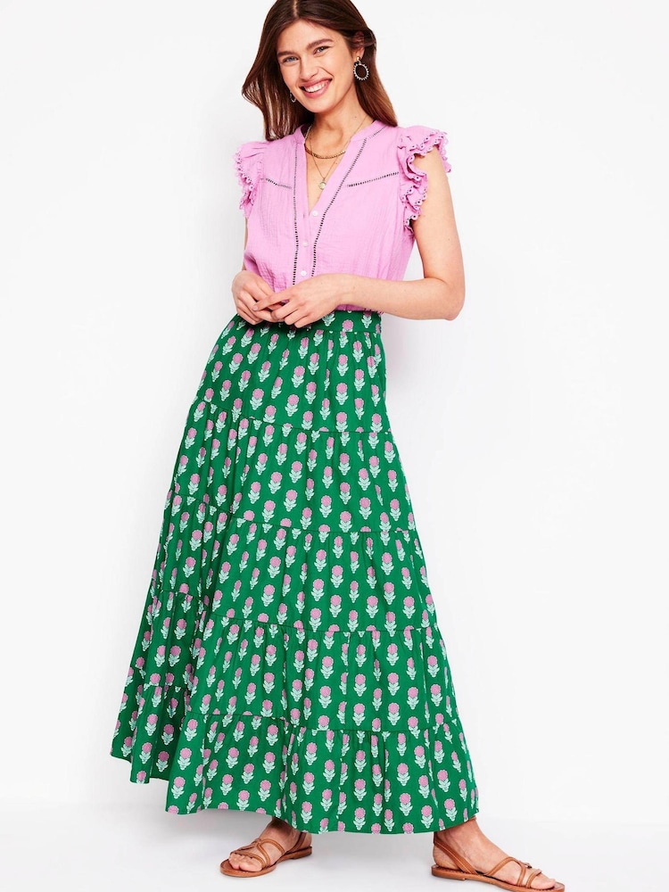 Boden Green Nadia Poplin Maxi 100% Cotton Skirt - Image 1 of 5