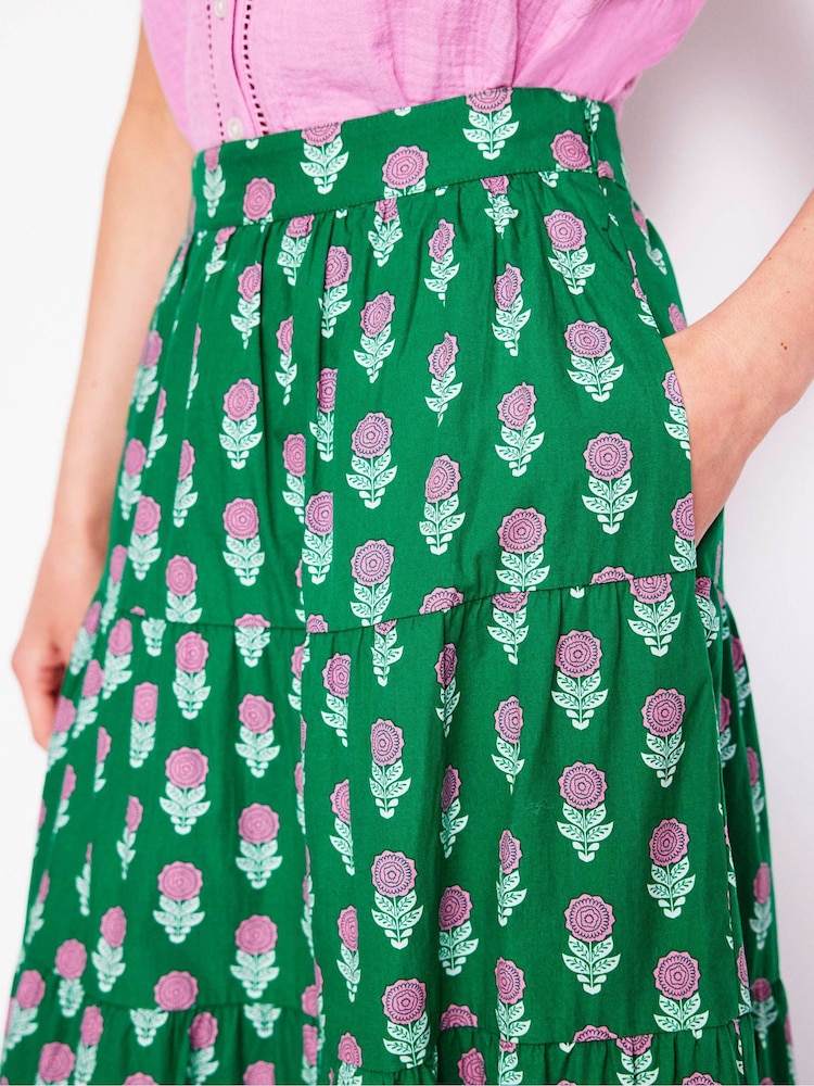 Boden Green Nadia Poplin Maxi 100% Cotton Skirt - Image 5 of 5