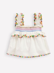 Boden Cream 100% Cotton Smocked Woven Dress - Image 2 of 4