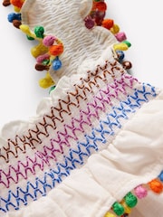 Boden Cream 100% Cotton Smocked Woven Dress - Image 3 of 4