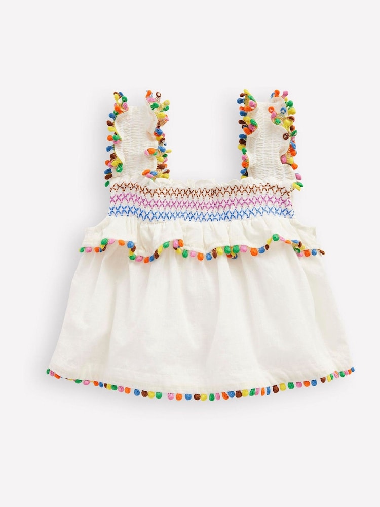 Boden Cream 100% Cotton Smocked Woven Dress - Image 2 of 3