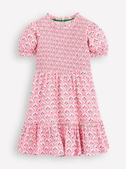Boden Pink Aurora Shirred Twirly 100% Cotton Dress - Image 1 of 3
