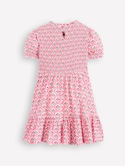 Boden Pink Aurora Shirred Twirly 100% Cotton Dress - Image 2 of 3
