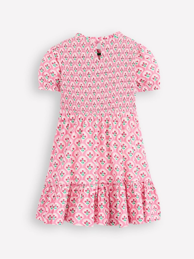Boden Pink Aurora Shirred Twirly 100% Cotton Dress - Image 2 of 3 Boden Pink Aurora Shirred Twirly 100% Cotton Dress - Image 2 of 3