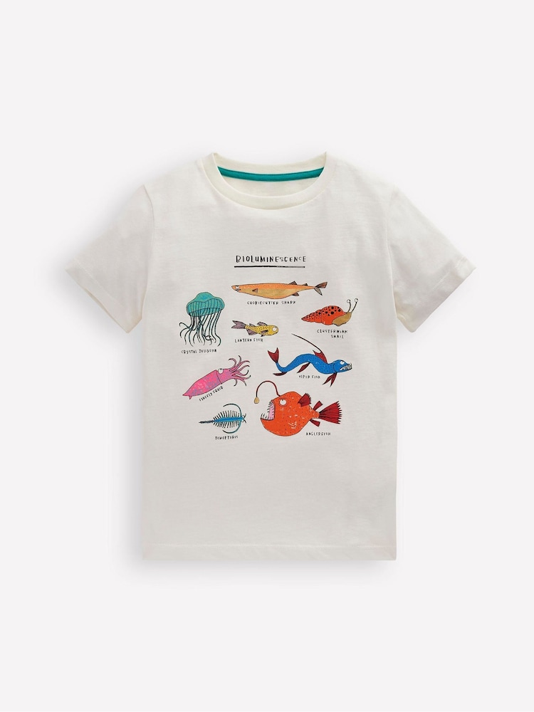 Boden White 100% Cotton Glow In The Dark T-Shirt - Image 1 of 3