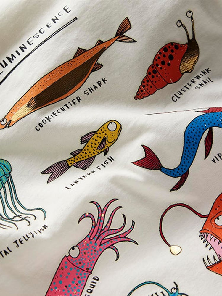 Boden White 100% Cotton Glow In The Dark T-Shirt - Image 3 of 3