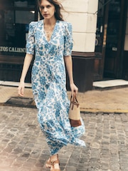 Boden Blue Bella Puff Sleeve Maxi 100% Cotton Dress - Image 1 of 7