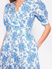 Boden Blue Bella Puff Sleeve Maxi 100% Cotton Dress - Image 3 of 7