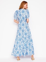 Boden Blue Bella Puff Sleeve Maxi 100% Cotton Dress - Image 4 of 7