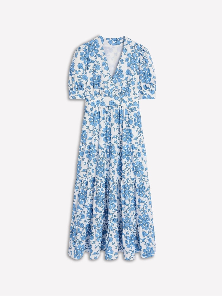 Boden Blue Bella Puff Sleeve Maxi 100% Cotton Dress - Image 7 of 7