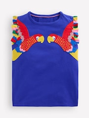 Boden Blue Flutter Short Sleeve 100% Cotton T-Shirt - Image 2 of 4