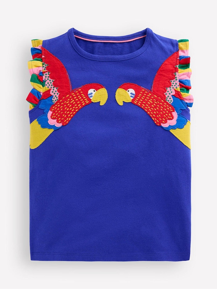 Boden Blue Flutter Short Sleeve 100% Cotton T-Shirt - Image 2 of 4