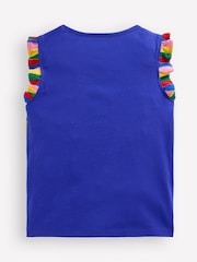 Boden Blue Flutter Short Sleeve 100% Cotton T-Shirt - Image 3 of 4