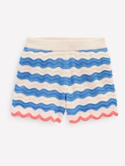 Boden Blue Fun Knitted 100% Cotton Shorts - Image 2 of 4
