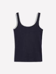 Boden Blue 100% Cotton Crochet Trim Scoop Neck Vest - Image 5 of 5
