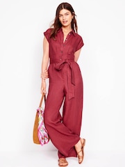 Boden Red Colette 100% Linen Jumpsuit - Image 1 of 5