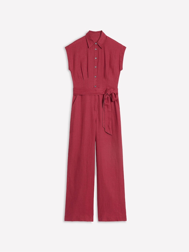 Boden Red Colette 100% Linen Jumpsuit - Image 2 of 5