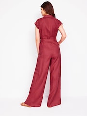 Boden Red Colette 100% Linen Jumpsuit - Image 5 of 5