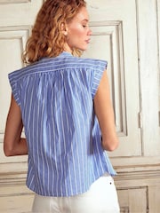 Boden Blue Fabric Interest Everyday 100% Cotton Top - Image 3 of 5