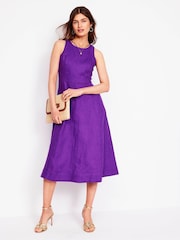 Boden Purple Carla 100% Linen Midi Dress - Image 2 of 6