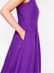 Boden Purple Carla 100% Linen Midi Dress - Image 3 of 6