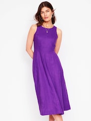 Boden Purple Carla 100% Linen Midi Dress - Image 5 of 6