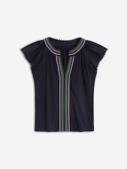Boden Blue Pom Yoke 100% Cotton Blouses - Image 5 of 5