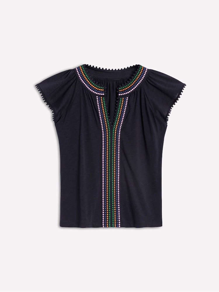 Boden Blue Pom Yoke 100% Cotton Blouses - Image 5 of 5