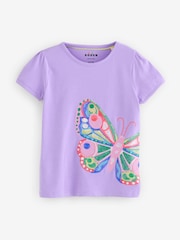 Boden Purple 100% Cotton Puff Sleeve Superstitch Top - Image 1 of 3