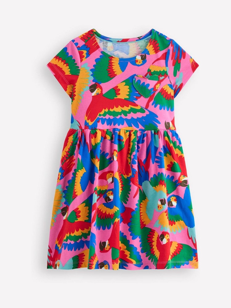 Boden Green 100% Cotton Heart Pocket Fun Jersey Dress - Image 1 of 3