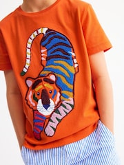 Boden Orange 100% Cotton Chain Stitch T-Shirt - Image 2 of 6