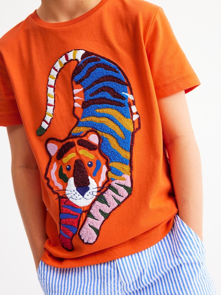 Boden Orange 100% Cotton Chain Stitch T-Shirt - Image 2 of 6
