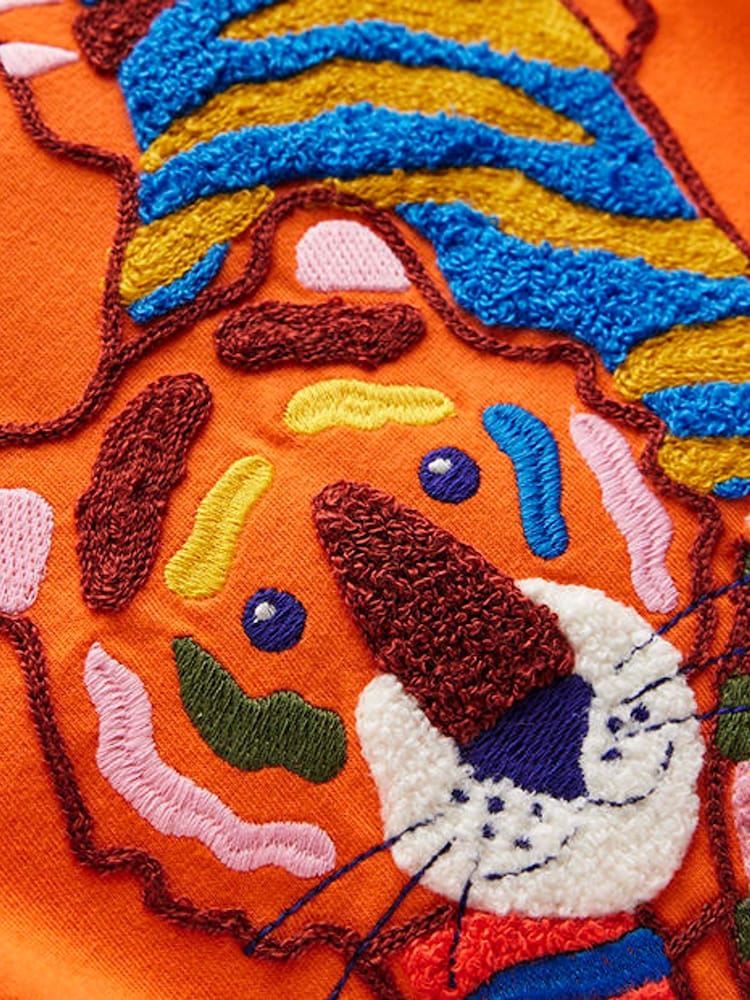 Boden Orange 100% Cotton Chain Stitch T-Shirt - Image 6 of 6