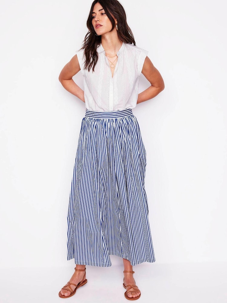 Boden Blue 100% Cotton Full Poplin Maxi Skirt - Image 1 of 5