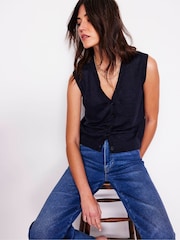 Boden Blue V-Neck 100% Linen Waistcoats - Image 1 of 6