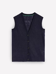 Boden Blue V-Neck 100% Linen Waistcoats - Image 5 of 6