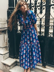 Boden Blue 100% Cotton Rhea Embroidered Midi Dress - Image 1 of 7