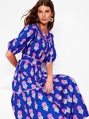 Boden Blue 100% Cotton Rhea Embroidered Midi Dress - Image 2 of 7