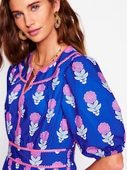Boden Blue 100% Cotton Rhea Embroidered Midi Dress - Image 3 of 7