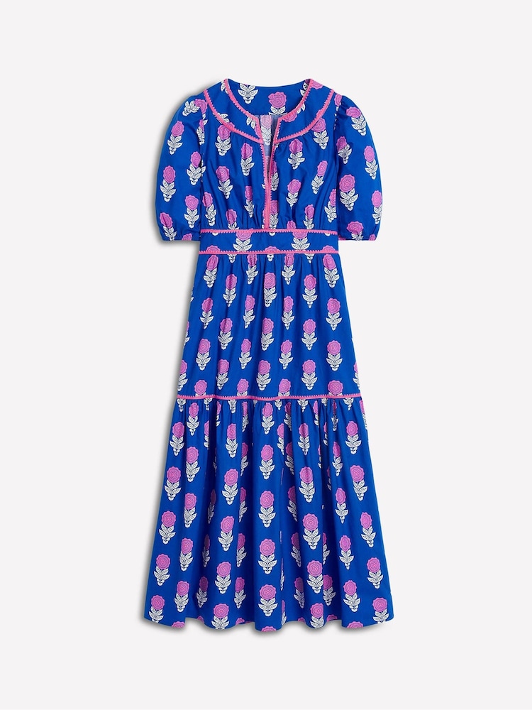 Boden Blue 100% Cotton Rhea Embroidered Midi Dress - Image 7 of 7