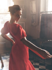 Boden Red Volume Sleeve Midi Dress - Image 1 of 5
