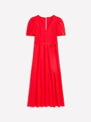 Boden Red Volume Sleeve Midi Dress - Image 5 of 5