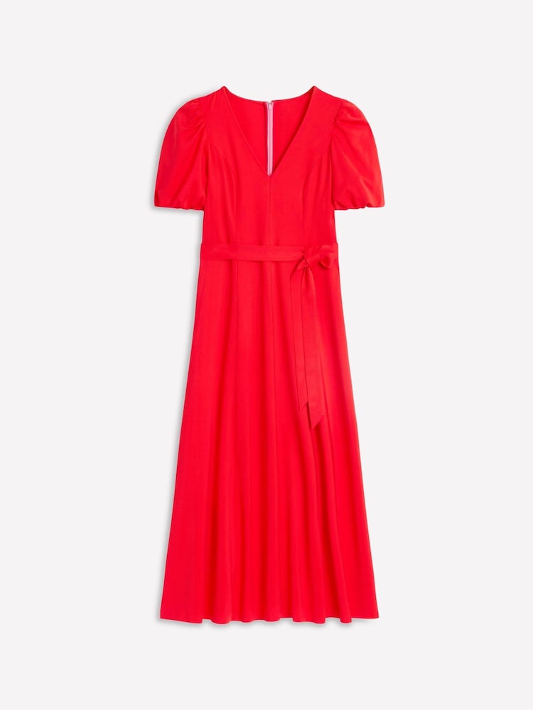 Boden Red Volume Sleeve Midi Dress - Image 5 of 5 Boden Red Volume Sleeve Midi Dress - Image 5 of 5