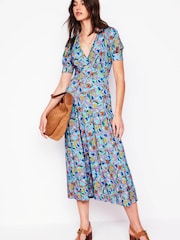 Boden Blue Kristen Pleated Jersey Dress - Image 1 of 5