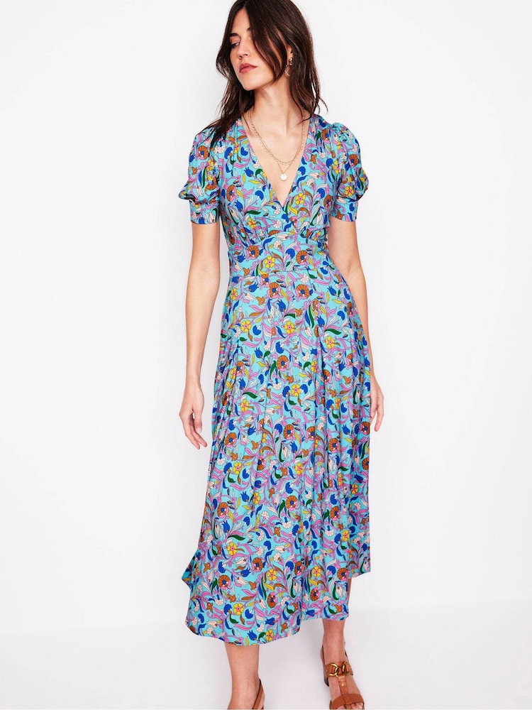Boden Blue Kristen Pleated Jersey Dress - Image 2 of 5